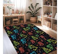 Alfombra de excavadora, divertida y moderna construcción de camiones bulldozer, color negro, borde antideslizante, alfombra rectangular para sala de estar, dormitorio, debajo de la cama, decoración de