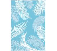 Alfombra de exterior reversible Outsunny, resistente e impermeable con bolsa de transporte y anclajes 274 x 182 cm Azul claro+Blanco