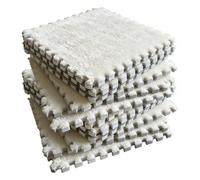 Alfombra de felpa blanca para gatear, 12 piezas de espuma de felpa entrelazada, 30 x 30 cm, alfombra de espuma de puzzle, mullida sala de estar, dormitorio, azulejos de alfombra