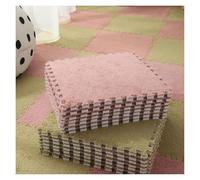 Alfombra de felpa de azulejos de espuma entrelazados, 10 piezas de espuma cuadrada de felpa de 9 pies cuadrados, azulejos suaves lavables con borde, alfombras modulares antideslizantes para área de