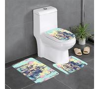 Alfombra de felpa para dormitorio, cocina, bañera, decoración del hogar, castillo de cuento de hadas, juego de 3 piezas, alfombra absorbente para exteriores,