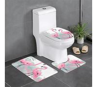 Alfombra de felpa para dormitorio, cocina, bañera, decoración del hogar, flamenco rosa, juego de 3 piezas, alfombra absorbente para exteriores,