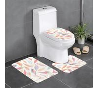 Alfombra de felpa para dormitorio, cocina, bañera, decoración del hogar, plumas de colores, juego de 3 piezas, alfombra absorbente para exteriores,