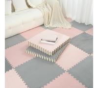 Alfombra de Felpa para Gatear, Alfombra de Espuma entrelazada de Felpa, 24 Uds., alfombras de retales Multicolores, alfombras de Escalada for el hogar(Pink+Gray)
