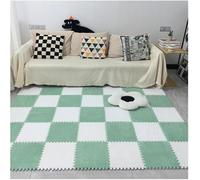 Alfombra de Felpa para Gatear, Alfombra de Rompecabezas Cuadrada de Alfombra de Espuma de Felpa de retales entrelazados Multicolor(Green+White)