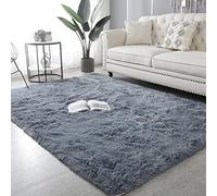 Alfombra de felpa suave de 140 x 200 cm para sala de estar, sala de juegos, color gris claro, decoración del hogar, alfombra acogedora de pelo largo, perfecta para espacios familiares