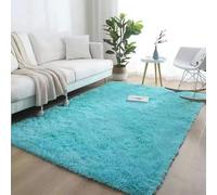 Alfombra de felpa suave de pelo largo antideslizante, acogedora alfombra para dormitorio y sala de estar, para habitación de los niños, color azul cielo, 160 x 250 cm, perfecta para decoración del