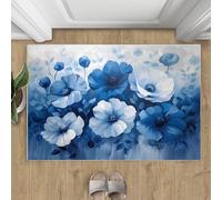 Alfombra de flores, alfombra de acuarela para sala de estar, grande, plantas naturales, alfombra de dormitorio, lavable, antideslizante, de pelo bajo, decoración del hogar, 140 x 200 cm