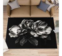 Alfombra de flores marchitas para sala de estar, alfombra de flores grises, alfombra de área de flores, alfombras antideslizantes lavables para dormitorio, cocina, comedor, alfombra decorativa - 50 x