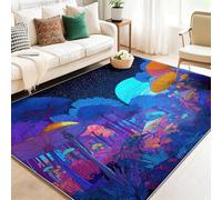 Alfombra De Franela Azul Oscuro - Fantasía 3D Ciencia Ficción Bosque Patrón Antideslizante Alfombras Decorativa, 60 x 90 cm Suaves Alfombra para Sala de Estar Sofá Dormitorio