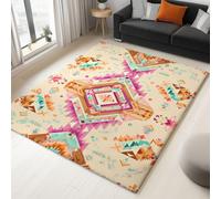 Alfombra de franela, diseño geométrico bohemio, para salón, dormitorio, mujer, adolescente, lavable, antideslizante, 140 x 200 cm