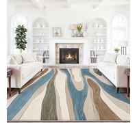 Alfombra De Franela Gris Parduzco - Abstracto Ola Raya Patrón Antideslizante Alfombras Decorativa, 60 x 90 cm Suaves Alfombra para Sala de Estar Sofá Dormitorio