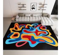 Alfombra de franela lavable a máquina, antideslizante, hipoalergénica, moderna, abstracta, colorida, estilo pop, sala de juegos, dormitorio, 60 x 90 cm, para videojuegos