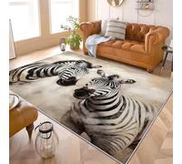Alfombra de Franela Respaldo TPR Antideslizante PatróN de Cebra Animal Lavable a Máquina, Alfombra de Pelo Corto En Blanco Y Negro moqueta para Sala de Estar, Dormitorio 60x90 cm