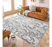 Alfombra de Franela Respaldo TPR Antideslizante Patrones CláSicos Europeos En Relieve Lavable a Máquina, Alfombra de Pelo Corto Gris moqueta para Sala de Estar, Dormitorio 200x300 cm