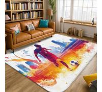 Alfombra de fútbol con silueta de pelota deportiva dinámica, color naranja de verano, antideslizante, para interiores, alfombras que no se desprenden, para sala de estar, dormitorio, decoración de