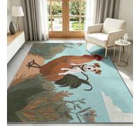 Alfombra de gallina montando cachorro 180 x 240 cm Dormitorio Alfombras Divertidas Dibujos Animados Suave Alfombra Cocina Antideslizante Alfombras Lavables para Salón Comedor Entrada Interior