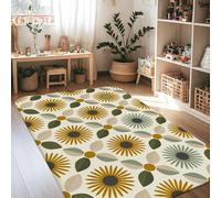 Alfombra de girasol, moderna, botánica, círculo, primavera, amarillo, de pelo bajo, esponja, para interiores, alfombras que no se desprenden, para sala de estar, dormitorio, cocina, pasillo