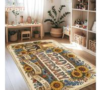 Alfombra de girasol, para aniversario, vintage, campana, iglesia, aniversario, amarillo, antideslizante, para interiores, alfombras que no se desprenden, para sala de estar, dormitorio, comedor