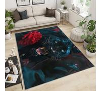 Alfombra de guepardo negro para dormitorio de niños, alfombra de área de guepardo, animales feroces, alfombra lavable para habitación de niños, dormitorio, sala de juegos, decoración de suelo, 180 x