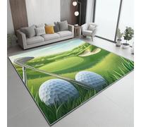 Alfombra de Habitación Juvenil y Niños 80 x 150 cm, Diseño Vistoso, Dibujos Animados Hierba Pelota Golf Palo de Golf Alfombra Suave de Franela Antideslizante para Salón y Decoración del Hogar