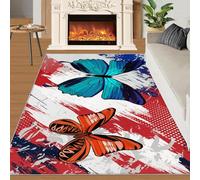 Alfombra de Home Decoe con Estampado de Mariposas abstractas abstractas Gris, Rojo y Gris con Grafiti Antideslizante Lavables, aplicadas en el Dormitorio del salón (80x150cm)