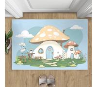 Alfombra de hongos para sala de estar, grande, estilo cuento de hadas, lavable, antideslizante, de pelo bajo, decoración del hogar, 140 x 200 cm