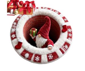 Alfombra de ilusión, alfombra de área de Navidad 23,62 diseño de Santa | Diseño embellecedor de copo de nieve para baño alfombras navideñas para sala de estar al aire libre dormitorio entrada patio