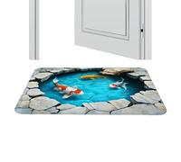 Alfombra de ilusión óptica - Pieza de suelo visual 3D, divertida alfombra de estanque con respaldo de goma, herramienta de percepción de profundidad para decoración de entrada, suministros de muebles,