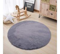 Alfombra de imitación de Piel de Conejo,Antideslizante Artificial Alfombra, excelente Piel sintética de Calidad Alfombra de Lana ，Adecuado para salón Dormitorio baño sofá Silla cojín (Gris, 60x60cm)
