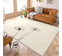 Alfombra de Interior 200x300 cm Estampado Minimalista de Diente de LeóN Alfombras de Pelo Corto Antideslizantes Beige Alfombra Moderna para Sala de Estar, Entrada, Comedor y Zonas de Paso