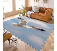Alfombra de Interior 80x150 cm Patrón de Aves Marinas Animales Alfombras de Pelo Corto Antideslizantes Blanco Alfombra Moderna para Sala de Estar, Entrada, Comedor y Zonas de Paso
