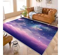 Alfombra de Interior de 120x170 cm De EnsueñO Estrellas VíA LáCtea RomáNtico Suave y Cómoda, Alfombra de Pelo Corto PúRpura Base Antideslizante Ideal para Salones, Dormitorios y Pasillos