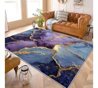 Alfombra de Interior de 120x170 cm PatróN de Piedras Preciosas de MáRmol Suave y Cómoda, Alfombra de Pelo Corto PúRpura Base Antideslizante Ideal para Salones, Dormitorios y Pasillos
