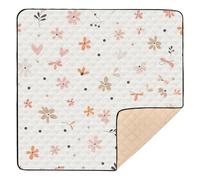 Alfombra de juego acolchada suave con diseño de lunares y flores para el suelo, 1 pieza, para jugar a la barriga, para bebés, niños pequeños, 50 x 50 pulgadas