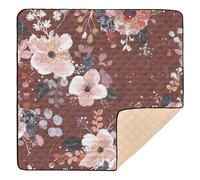 Alfombra de juego acolchada suave con estampado de flores para bebé, resistente al agua, para viajes, para bebés y niños pequeños, 50 x 50 pulgadas