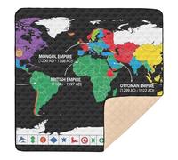 Alfombra de juego acolchada suave de mapa histórico de imperios históricos de alta definición para interiores y exteriores, lavable, para bebés pequeños, 50 x 50 pulgadas