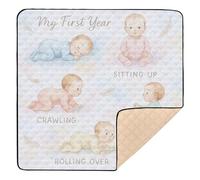 Alfombra de juego antideslizante grande con diseño de hitos para bebé, para piso, impermeable, para bebés, niños pequeños, 50 x 50 pulgadas