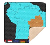 Alfombra de juego antideslizante grande con mapa de área de Brasil con bandera para bebés para interiores y exteriores, de una sola pieza, para jugar boca abajo, para bebés, niños pequeños, 50 x 50