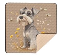 Alfombra de juego de espuma suave para bebés en miniatura de dibujos animados Schnauzer para interiores y exteriores, acogedora, transpirable, para bebés, niños pequeños, 50 x 50 pulgadas