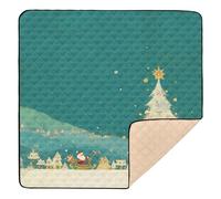 Alfombra de juego de Papá Noel con pistola en un acogedor entorno navideño, grande y elegante, para interiores y exteriores, ligera, para bebés y niños pequeños, 50 x 50 pulgadas
