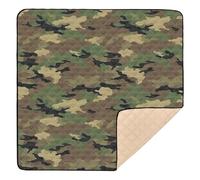 Alfombra de juego grande y elegante con patrón militar de camuflaje, para interiores y exteriores, no tóxica, para bebés pequeños, 50 x 50 pulgadas
