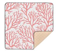 Alfombra de juego grande y elegante para bebés con patrón de rubor coral, para interiores y exteriores, cómoda alfombrilla de gateo, para bebés y niños pequeños, 50 x 50 pulgadas