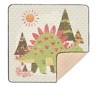 Alfombra de juego grande y resistente con forma de corazón de dinosaurio de dibujos animados estilo garabato, resistente al agua, para bebés, niños pequeños, 50 x 50 pulgadas