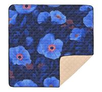 Alfombra de juego grande y resistente con patrón de flores azules para el suelo, acogedora y transpirable, alfombra de juego de viaje para bebés y bebés, 50 x 50 pulgadas