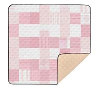 Alfombra de juego grande y resistente con patrón de retazos a cuadros rubor, para piso, ligera, de viaje, para bebés, niños pequeños, 50 x 50 pulgadas