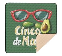 Alfombra de juego grande y resistente para bebés con diseño de aguacates estilo mexicano del Cinco de Mayo para el suelo, ligera, acolchada, para bebés y niños pequeños, 50 x 50 pulgadas