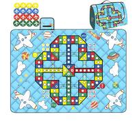 Alfombra de juego impermeable, manta de picnic impermeable con piezas de ajedrez, portátil, 3 capas, ligera, plegable, juego de mesa familiar para camping, festival, playa, césped, parque