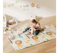 Alfombra de juego AIYAPLAY para bebé, plegable y reversible, 196x1,5 x cm, alfombra gruesa de espuma, antideslizante e impermeable, con estampado de animales que promueve el desarrollo sensorial múlti