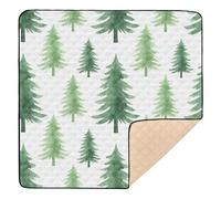 Alfombra de juego para bebés en acuarela blanca y verde, suave, gruesa, para interiores y exteriores, resistente al agua, para recién nacidos, bebés, niños pequeños, 50 x 50 pulgadas